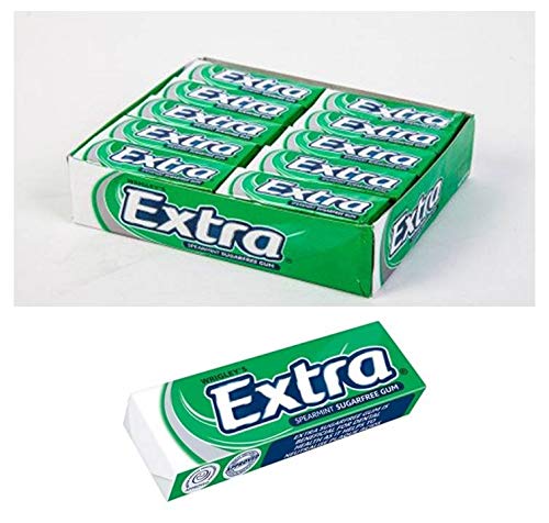 10 Packs of Original WRIGLEY'S Extra Chewing Gum Packs Fresh Stock (Spearmint)