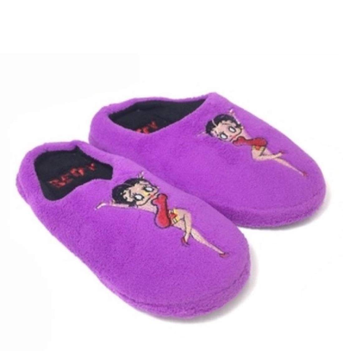 Betty Boop Ultra-Soft Women's Plush Pinup Scuffs Cozy Non-Skid Slippers - Great for Gifts