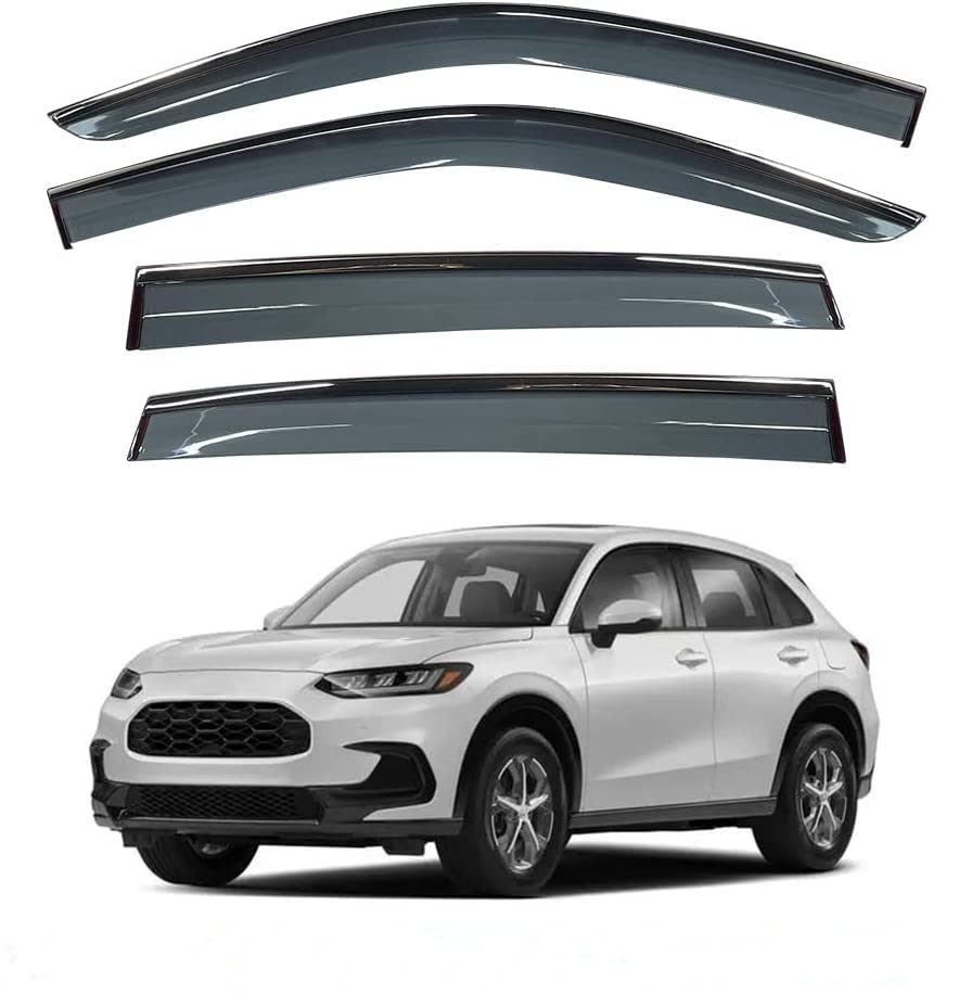 Vesul Clip on Window Deflector Compatible with 2023 2024 Honda HR-V HRV LX EX-L Sport Rain Guard Vent Visor Security Shade Shield Cover with 304 Stainless Steel Trim