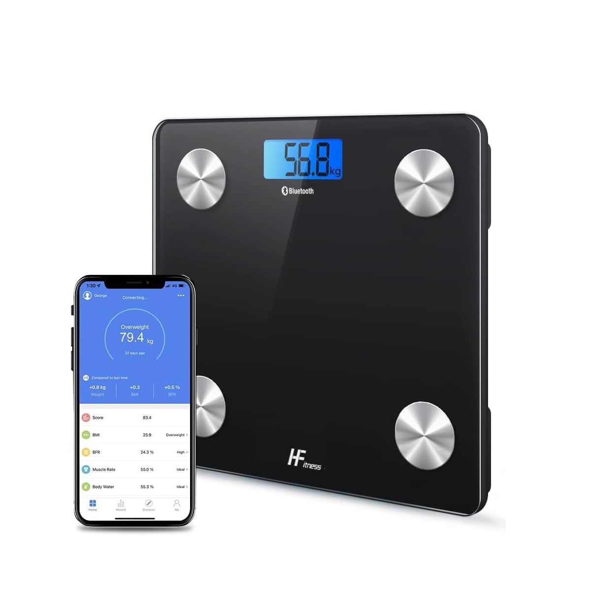 Bluetooth Body Fat Scale Digital Bathroom Scales iOS Android app Wireless Body Composition Monitor for Body Weight Body Fat, BMI, Water, Muscle Mass Bone