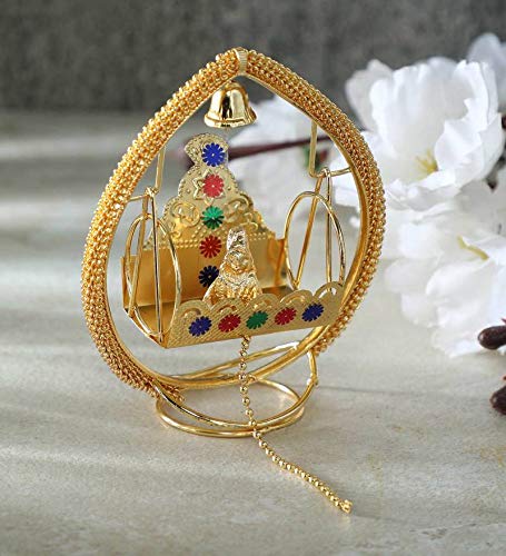 Itiha Diva balgopal or Laddu Gopal Lord Krishna jhula Swing for Home Temple mandir or car Dashboard showpiece - 8 cm L * 10 cm H