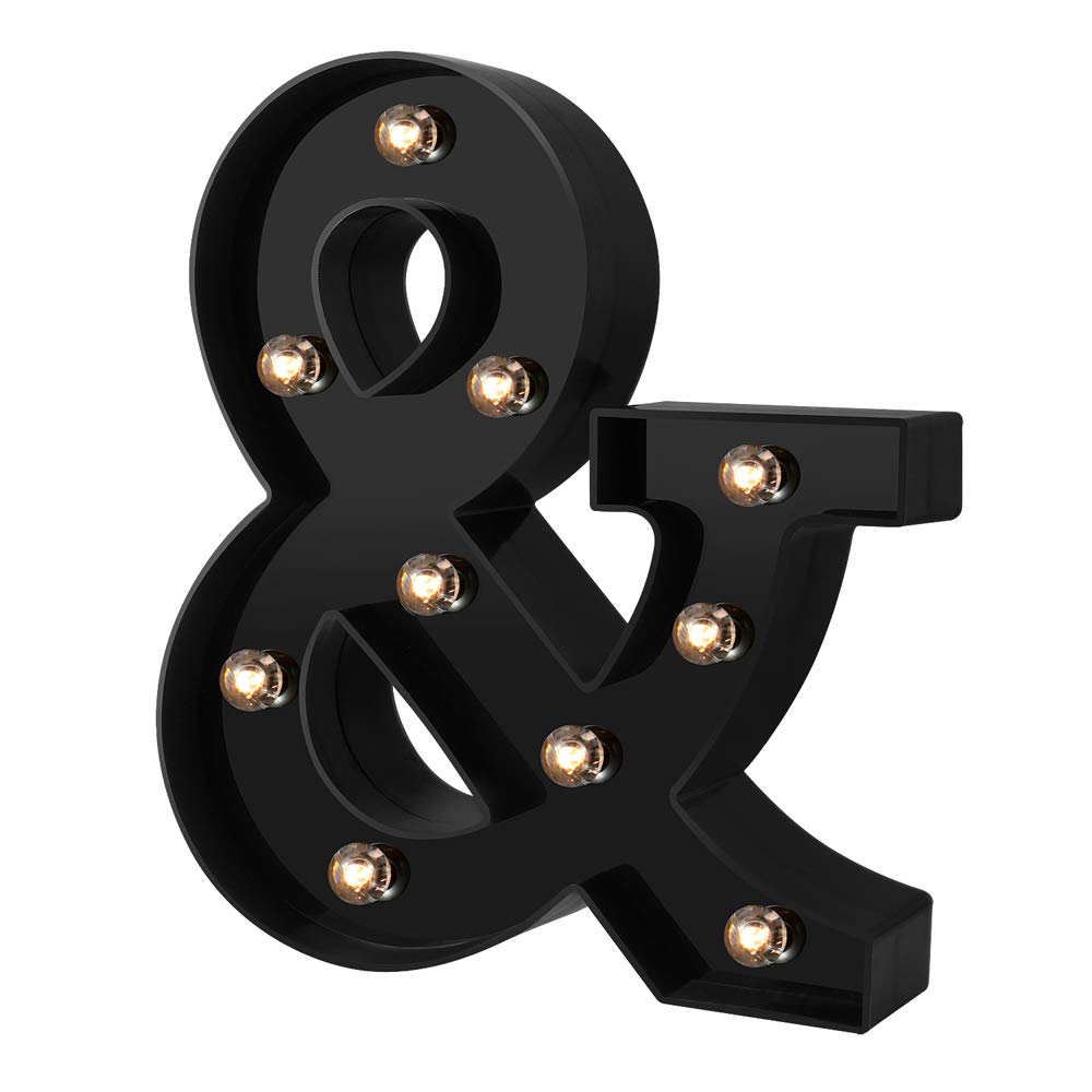 Adorn Life Led Letters Numbers Lights 26 Alphabet & Arabic Numerals 0-9 Black Decorative Marquee Lamps for Events Wedding Party Birthday Home Bar(Cool Black &)