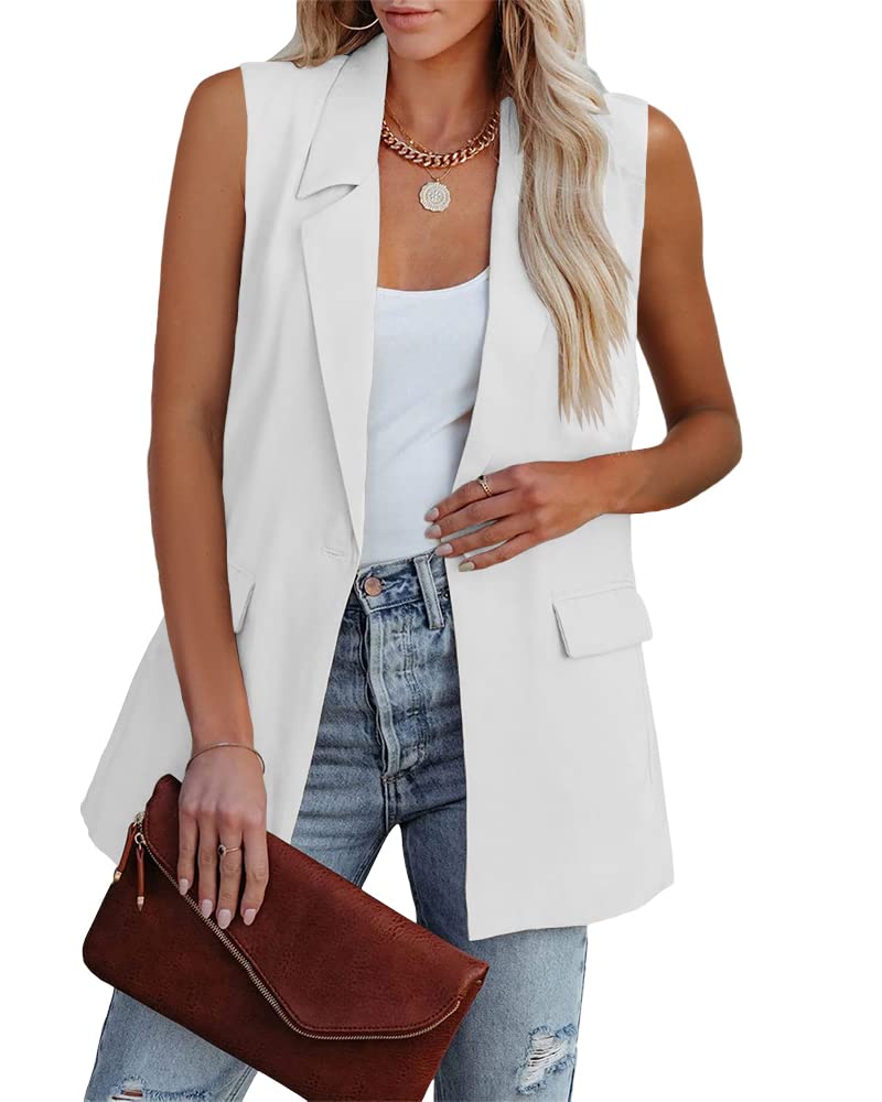 Cicy BellWomen's Sleeveless Blazer Vest Casual Open Front Single Button Summer Jacket with Pockets