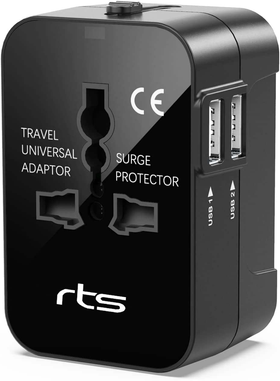 rts 2024 Dual USB Universal Travel Adapter Worldwide All in One International Universal Power Travel Adaptor Wall Charger AC Power Plug Adapter with 2.1 A to 6A Max Dual USB Charging Ports