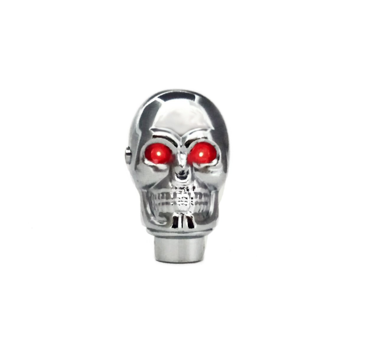 Silver Chrome Skull Gear Shift Knob Manual Stick Shift Knobs - LED Light Red Eyes