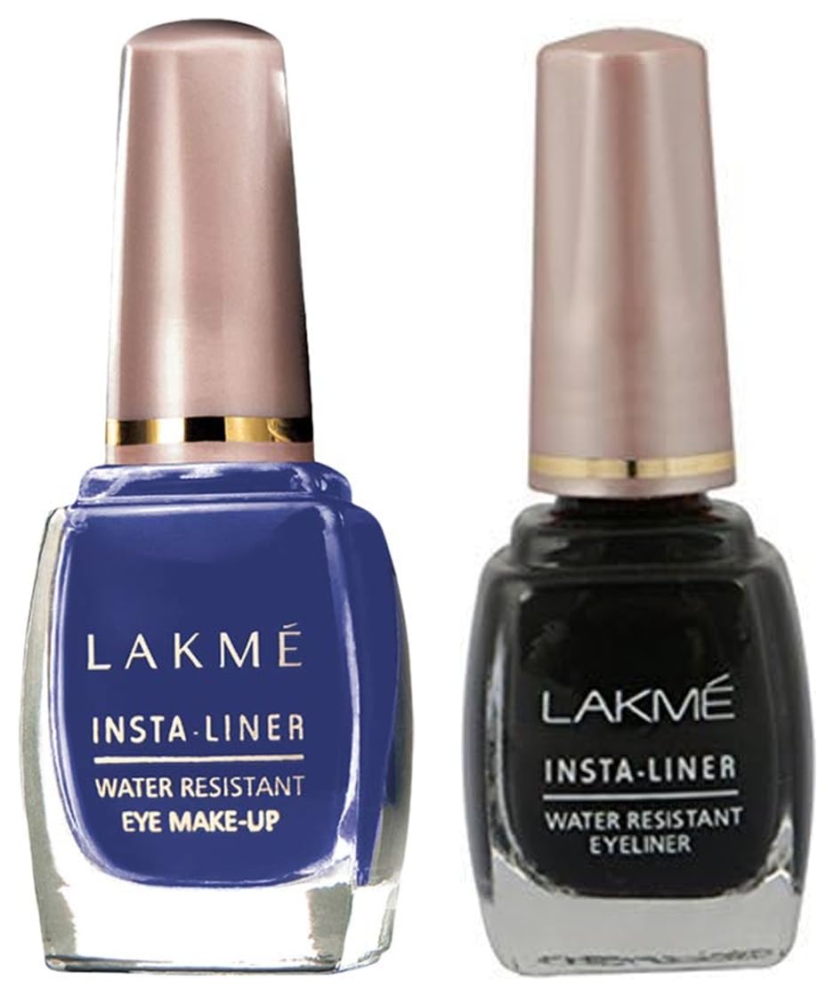 LAKMÉ Insta Liquid Eye Liner, Black 9 ml & Lakme Insta Eye Liner, Blue 9 ml Matte Finish