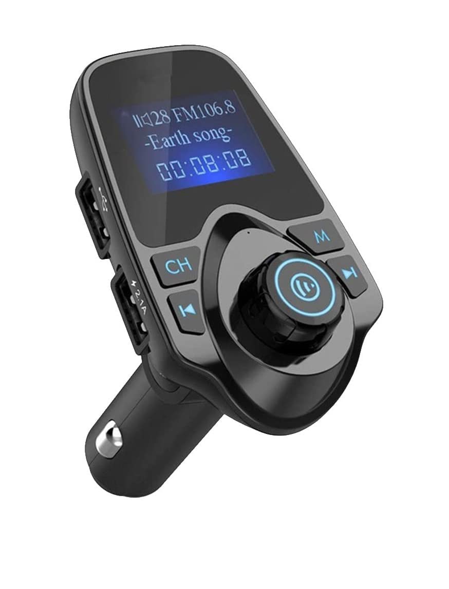 NTECH(Upgraded Version) FM Transmitter, T11 Bluetooth FM Transmitter, Hands-free Calling, USB Car Charger, Car MP3 Player Kit With Multi Music Play Modes, 1.44 Inch Screen Display