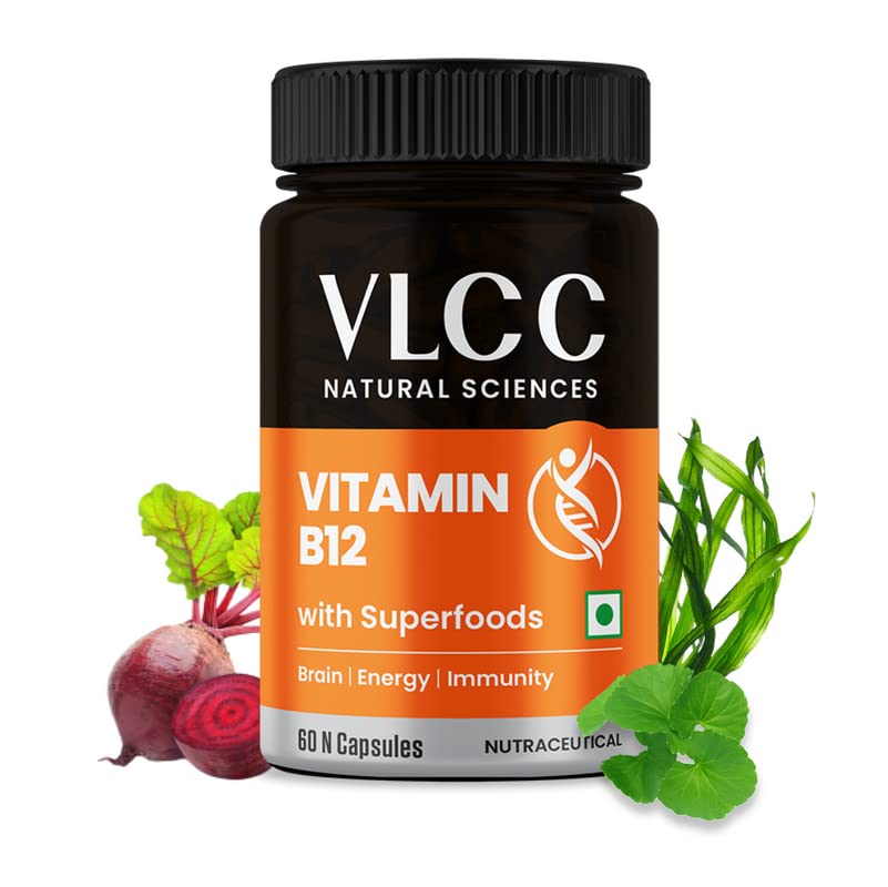 VLCC Natural Sciences Vitamin B-12 With Superfoods To Improve Your Brain Strenght, Provides Energy & Improve Immunity 60 Tablets (Pack of 1)