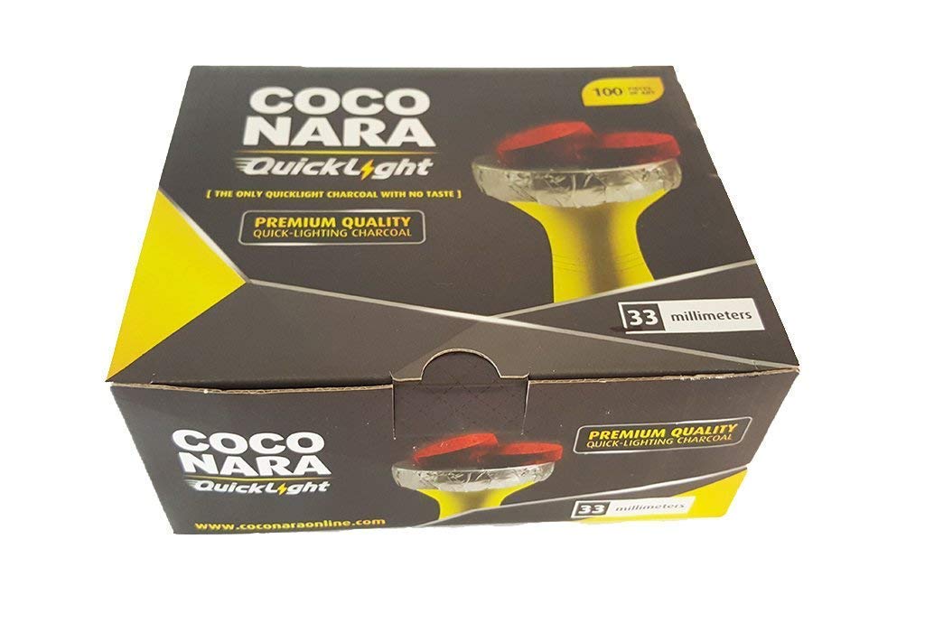 Coco Nara Quick Light Fast Hookah Charcoal 33mm Medium Coals Box 100 Pcs