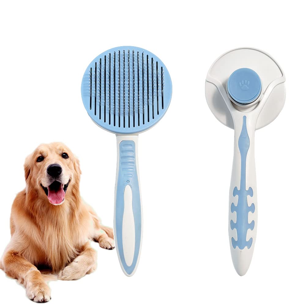 NeoStyle Cat Brushes Self Cleaning,Cat Grooming Brush Tool for Indoor Cats and Dogs,Cat Brush for Shedding,Cat Hair Brush,Gently Removes Loose Undercoat, for Pet Massage (blue)