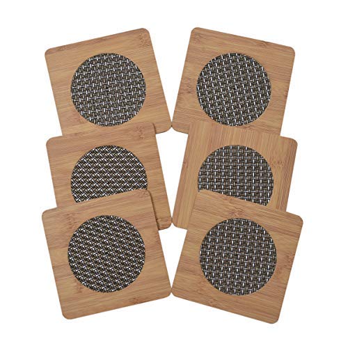 Yellow Weaves 6 Pieces Bamboo Wood Coasters or Heat Insulation Pad/Table Mats Placemats for Big Pans Pots- (15 X 15 Cms)