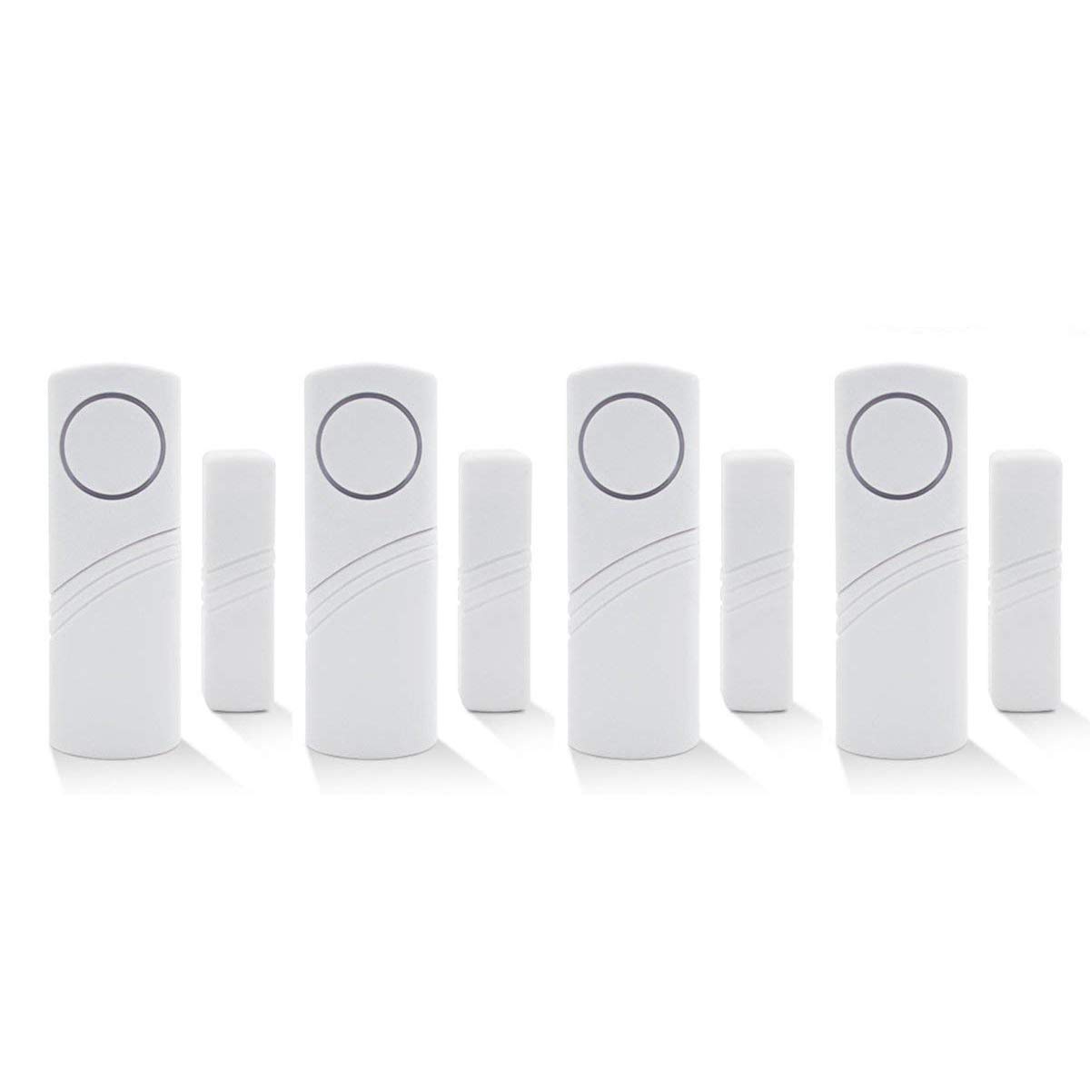 Magnetic Door/Window Alarm Doorbell, Wireless Security sensor Burglar Alarm System Loud 90 dB, Shed Garage Vibration Entry Warnning Detector, for Office/School/Hote/Hom/Store Security (4)