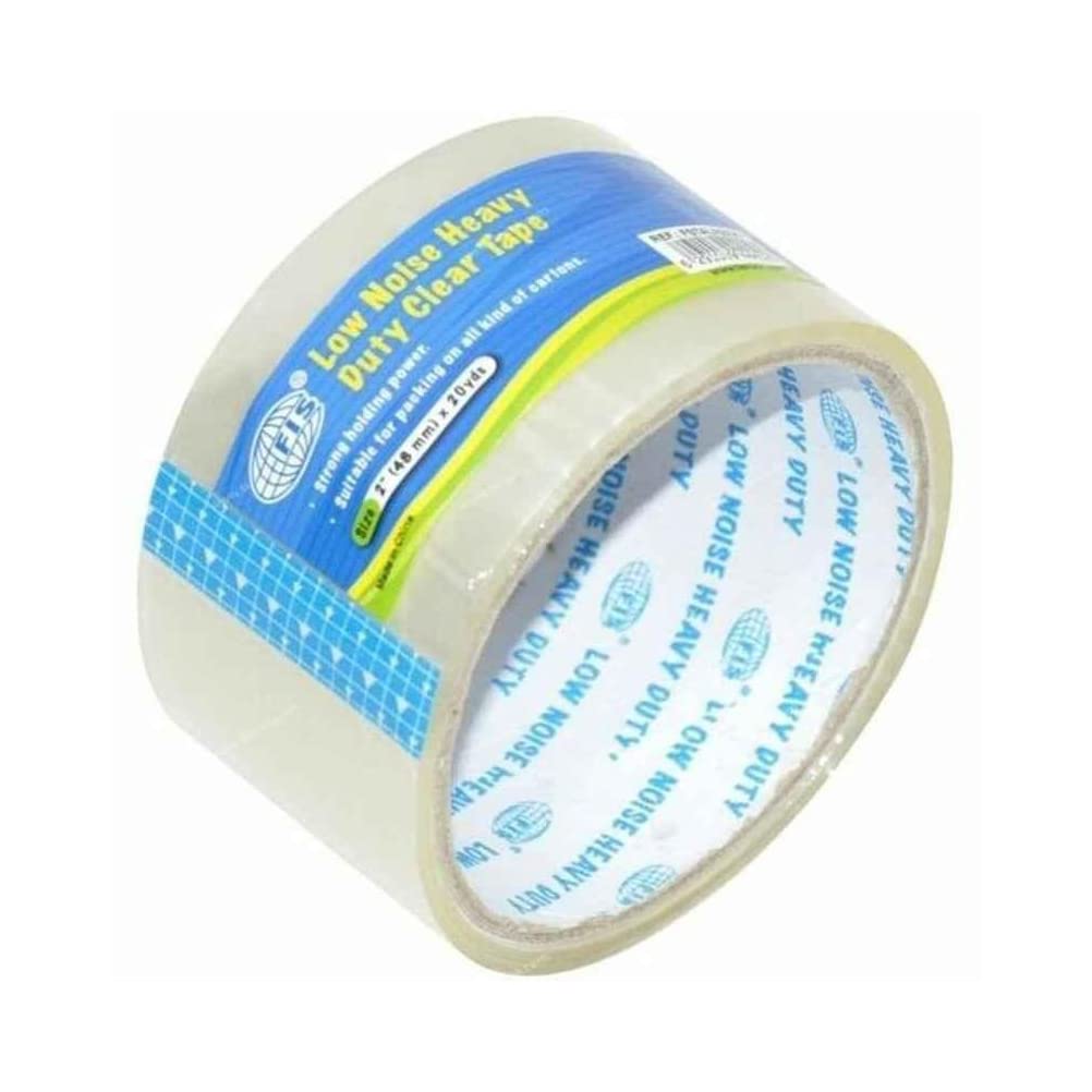 FIS FSTALN2X20Y Low Noise Heavy Duty Packing Tape, 5 cm x 18.2 M Size, Clear