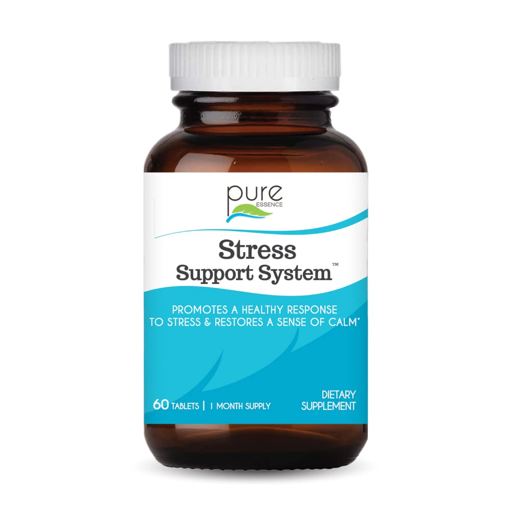 PURE ESSENCE LABSStress Support System - Best Immune Support - Immunity Booster & Dietary Supplements - Headache & Stress Relief - Gives Natural Calm (60 Tablets)