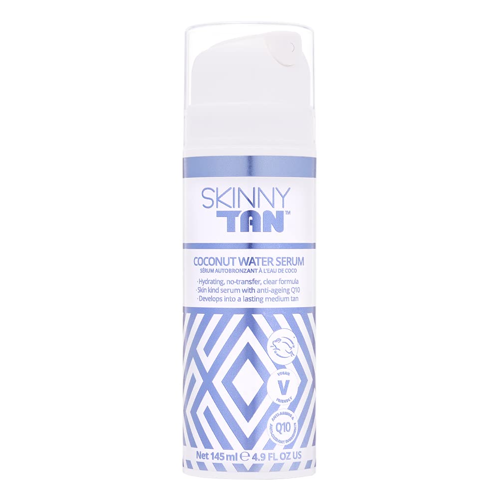 Skinny TanCoconut Water Self-Tanning Serum - Colourless, No Transfer, Clear Formula - Blends Easily and Hydrates Skin - Non-Sticky and Fast-Absorbing - Delicious and Vanilla Scent - Medium - 4.9 oz