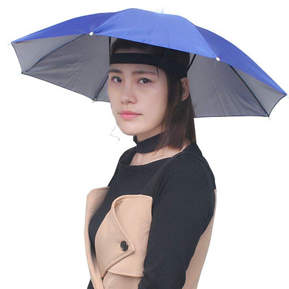 Bluelans Umbrella Hat, Colorful Folding Headwear 26”, Elastic Headband Sun Rain Umbrella Hat Cap Fancy Dress for Party, Fishing and Gardening, Prefect for Kids & Adults, Men & Women