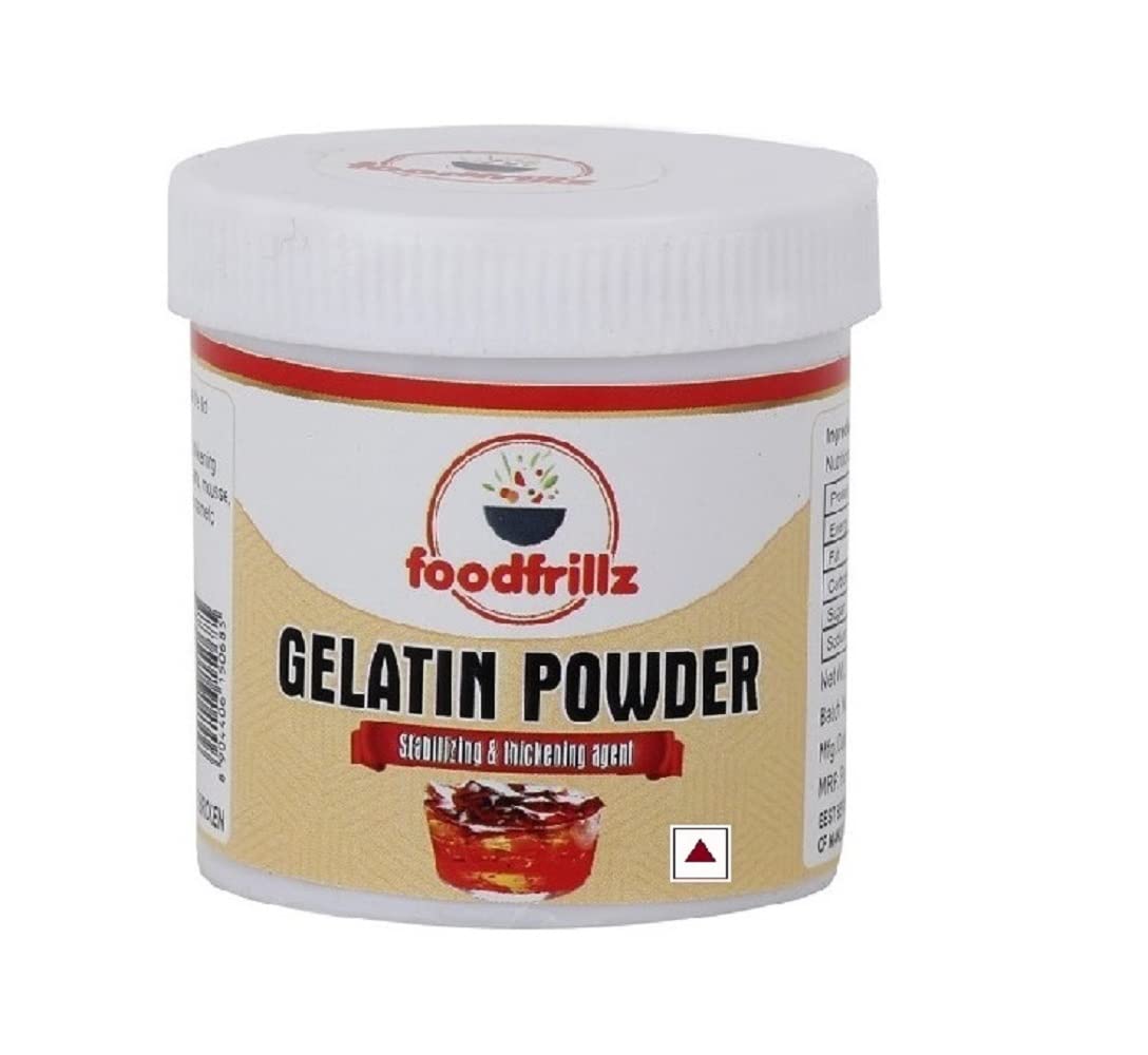 foodfrillz Gelatin Powder Crystals, 25 g | Perfect for Jellies, Desserts, Puddings, Cakes, Ice Cream