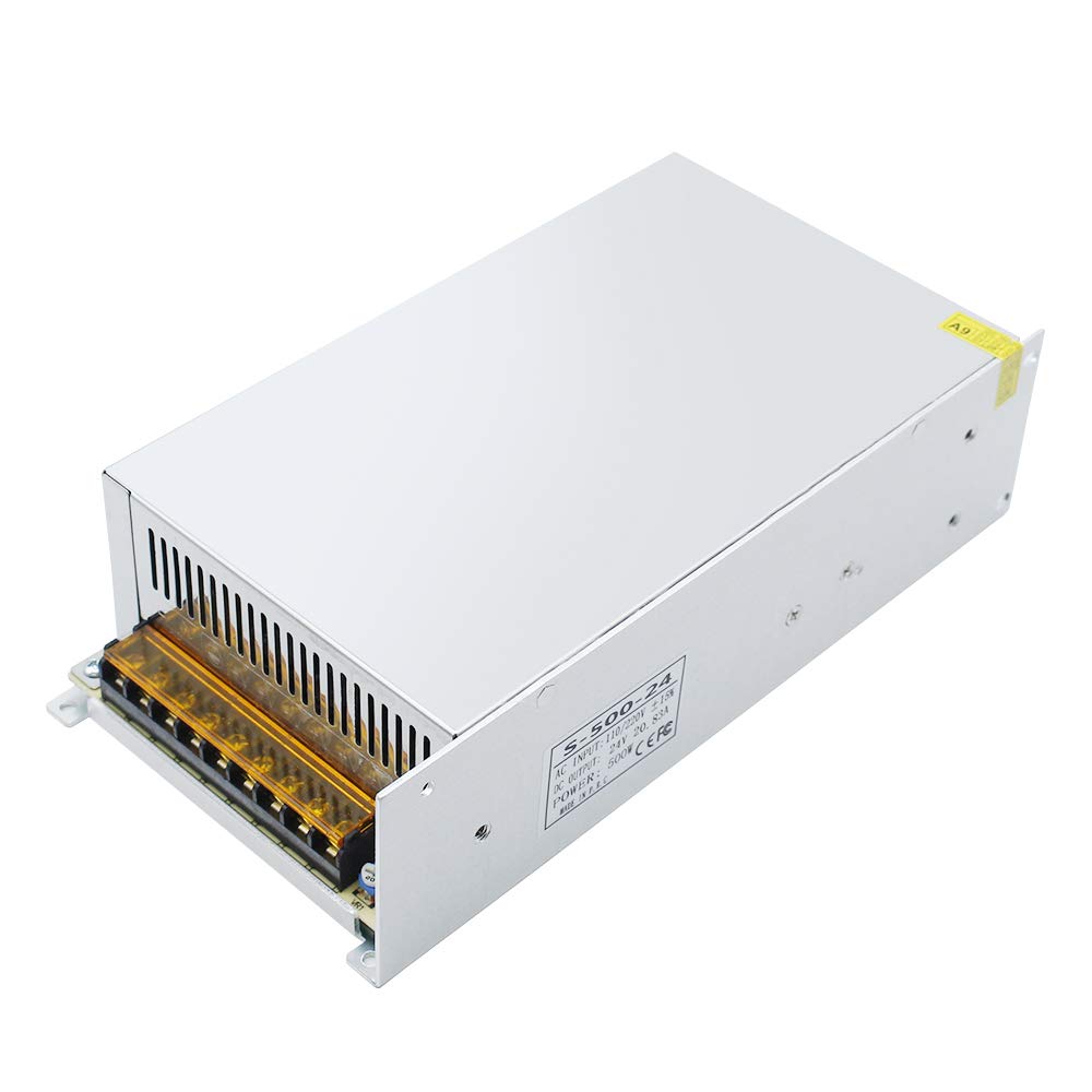 inShareplus 24V 20.85A 500W, DC Universal Regulated Switching Power Supply, 110/220V AC to DC 24 Volt LED Driver, Converter, Transformer for LED Strip Light, CCTV, Computer Project, 3D Printer