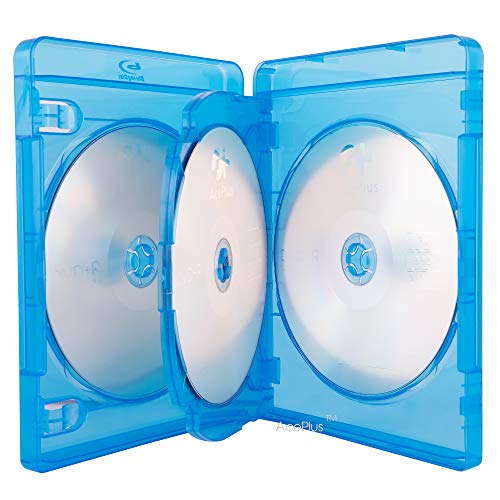 quad blu ray - AcePlus Blu-Ray Replacement Case Quad Multi 4-Disc Capacity in 22mm Extra Chubby Thickness with Logo (5-Pack)