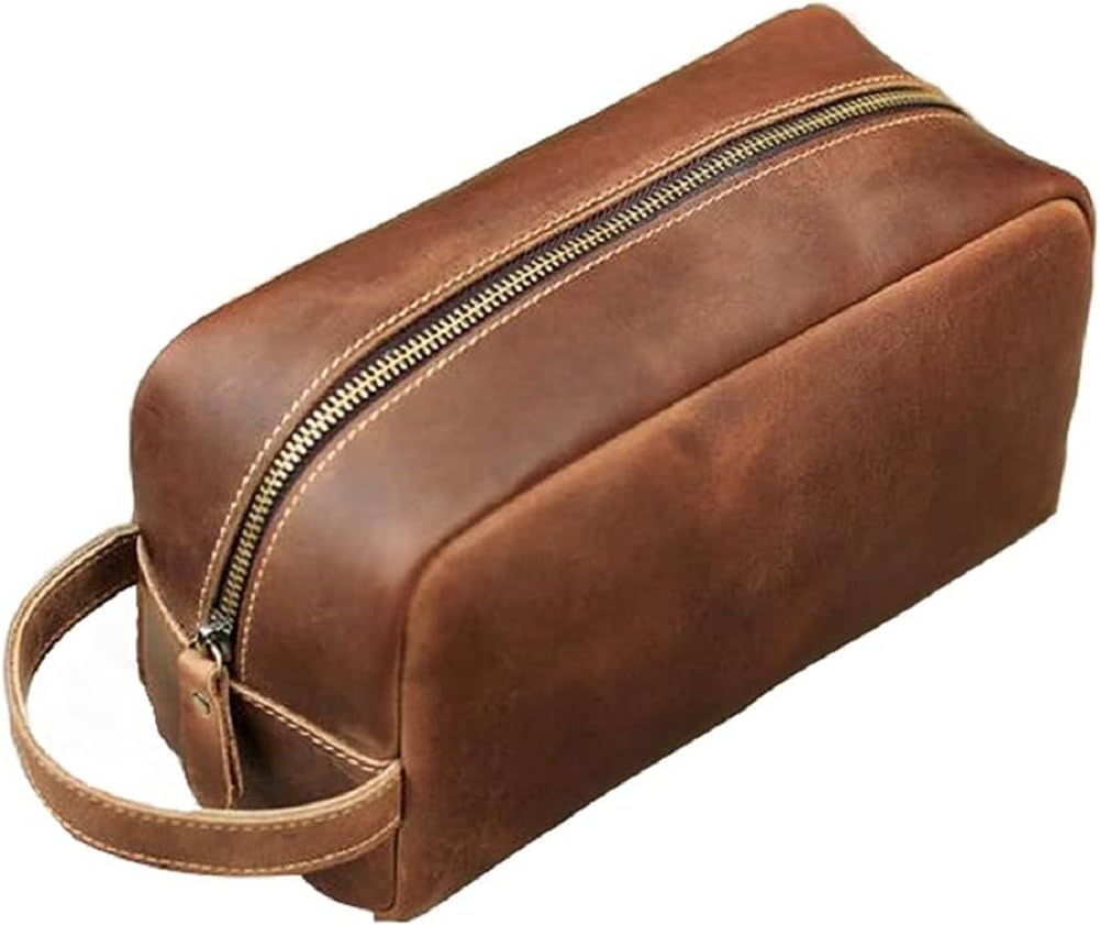 RC ROCKCOW Travel Toiletry Bag for Men Leather Dopp Kit Bags Christmas Gift