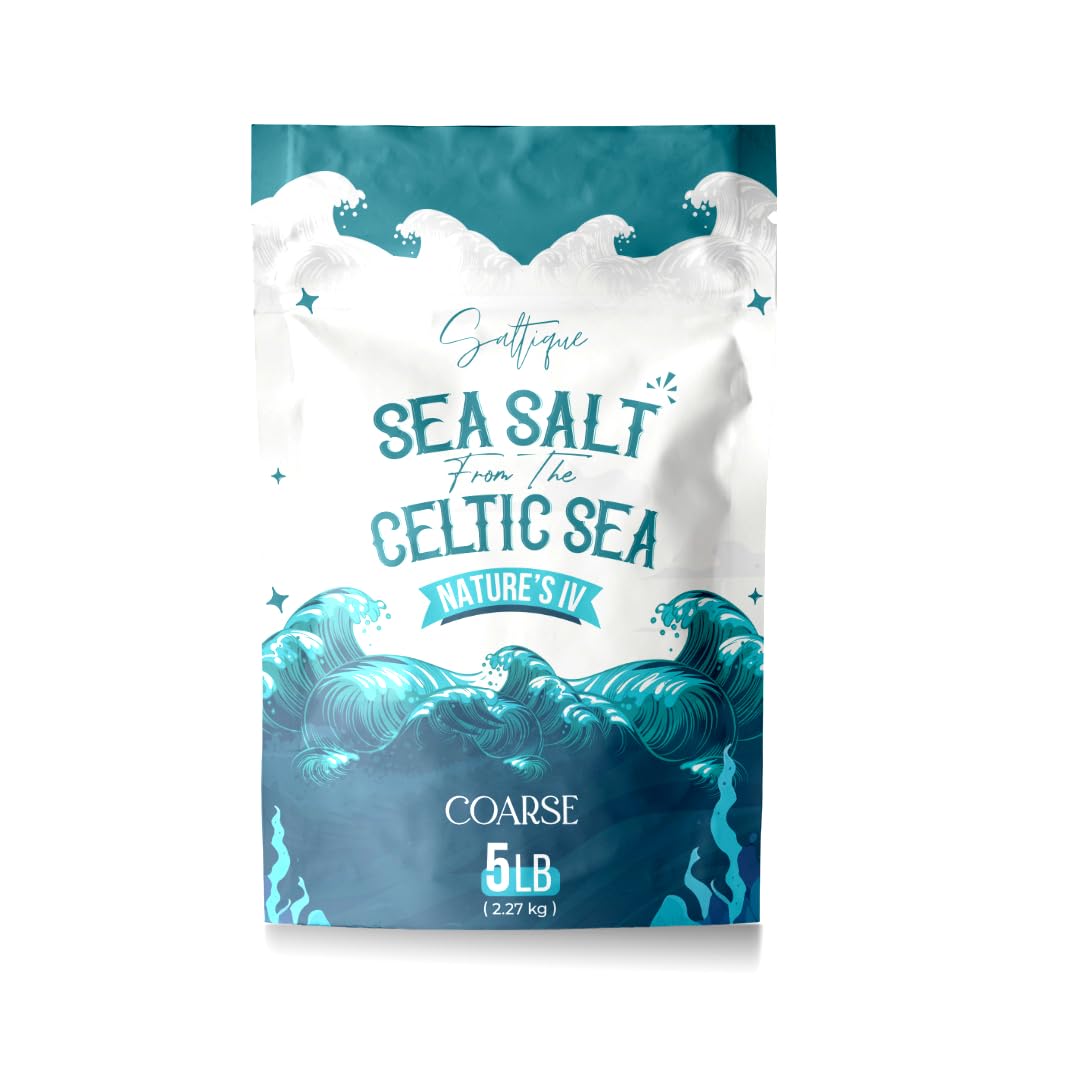 SaltiqueCeltic Salt Coarse Organic From the Celtic Sea 1/2lb (227g) - Celtic Organic Salt Packed with 82 Minerals Helping You Stay Hydrated, Improve Electrolyte Balance, and Experience Optimal Muscle and Nerve Function - Doctor Recommended (5lb)