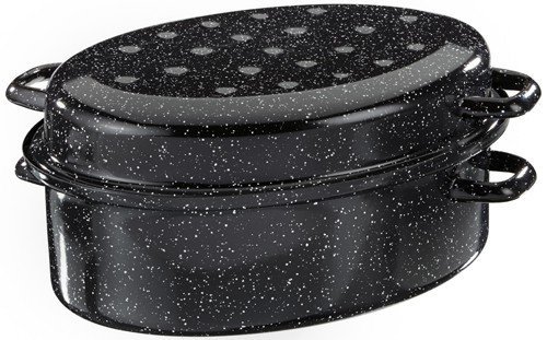 Testrut 220430 Roasting Tin Enamel 30 cm Black and White Speckled