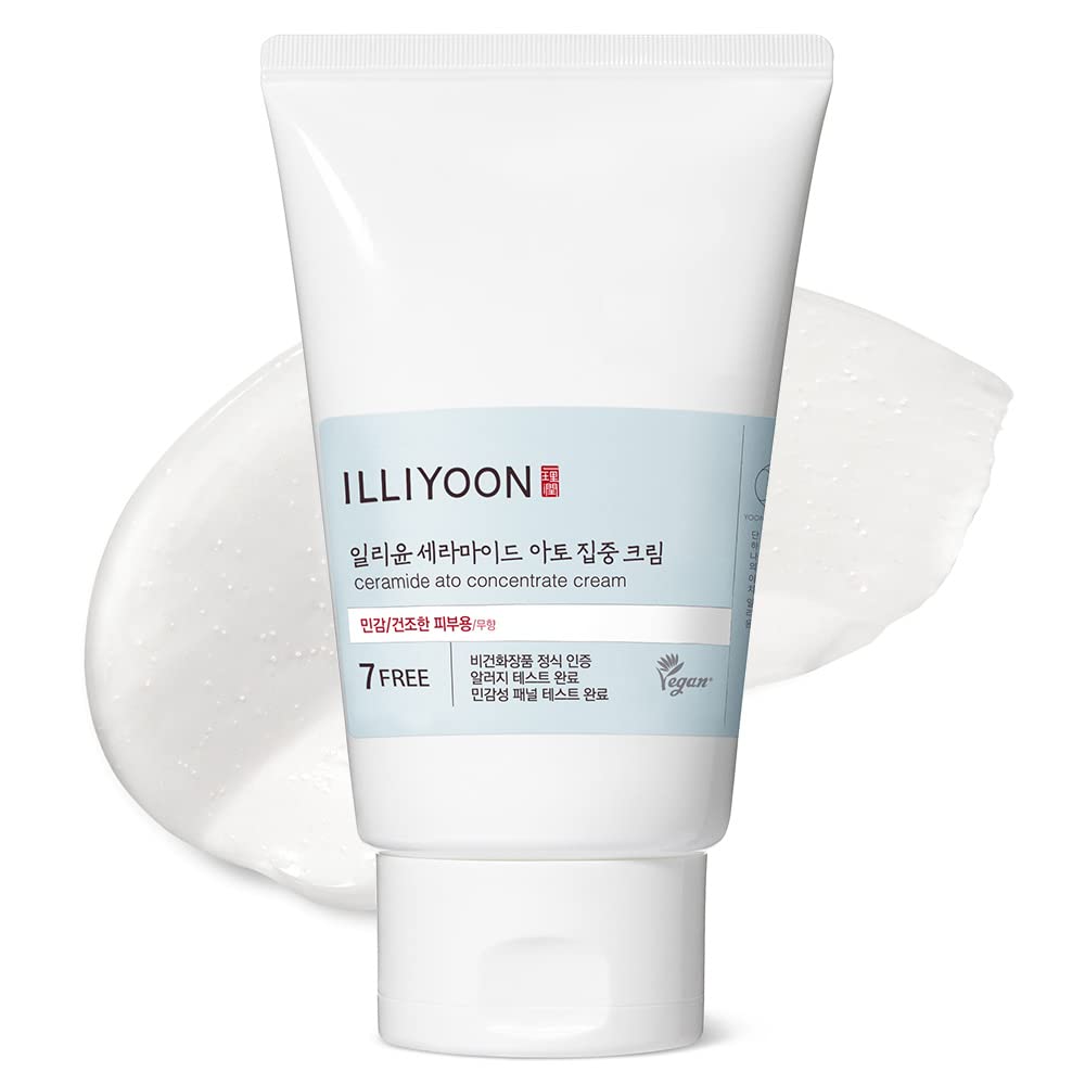 IlliyoonCeramide Ato Concentrate Cream | Face Moisturizer for Dry & Sensitive Skin, 100hr Lasting Hydration, For Face & Body, Gentle for Infants, Skin Barrier Repair, Vegan Certified, 6.76 fl.oz.