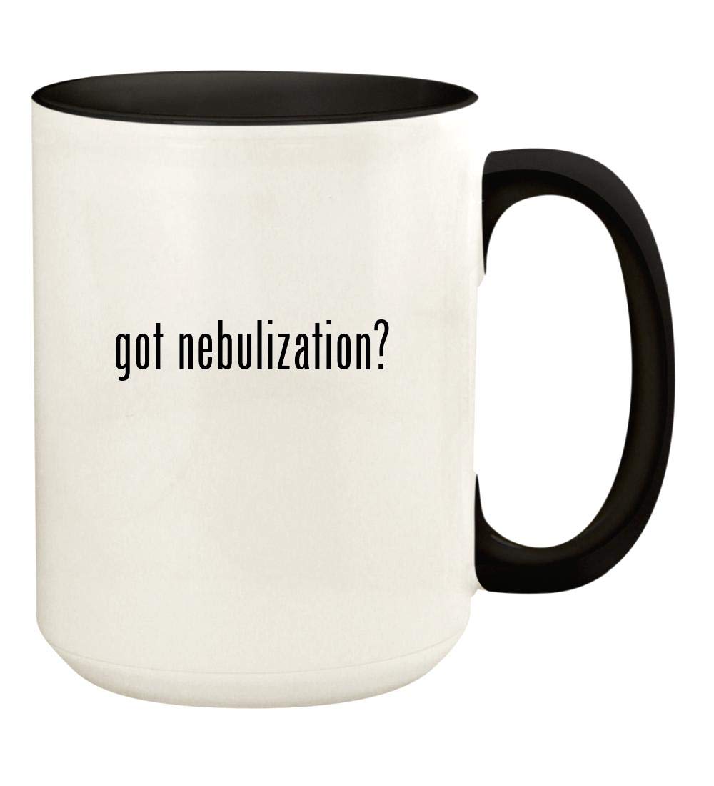 got nebulization? - 15oz Ceramic Colored Handle and Inside Coffee Mug Cup, Black