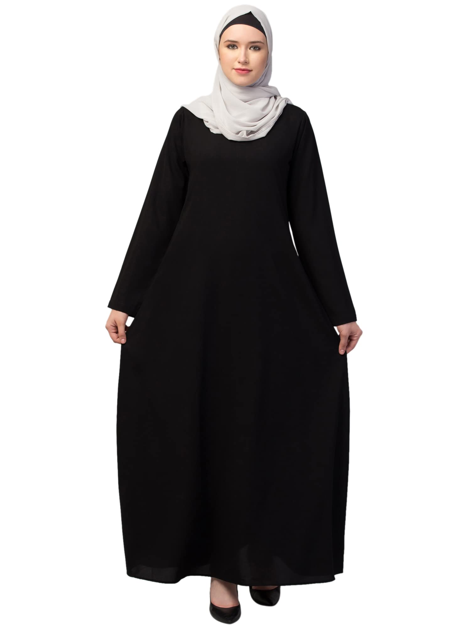 Muslim ClosetWomen's Inner Abaya Dress - A-Line Burqa Made with Nida Matte Fabric with Side Pockets for Ladies and Girls (MC-IA-001)