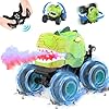 Dinosaur Remote Control Monster Truck - Dinosaur Toys for 3 4 5 6 7 8 Year Old Boys, 2.4Ghz RC 360°Rotating Off-Road Stunt Car with Spray, Light & Sound, for Kids Boys Age 3-5 6-7 8-12