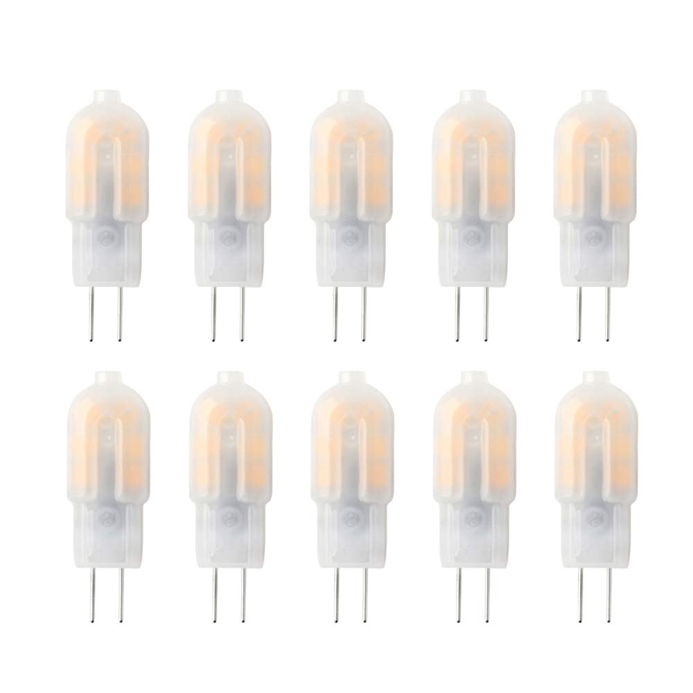 G4 Bi-pin Base LED Bulbs 2W Energy Saving Lamps with Milky White Cover, Replace 20W Halogen, 200LM, 360°Beam Angle, AC/DC 12V, Non Dimmable, 10Pcs