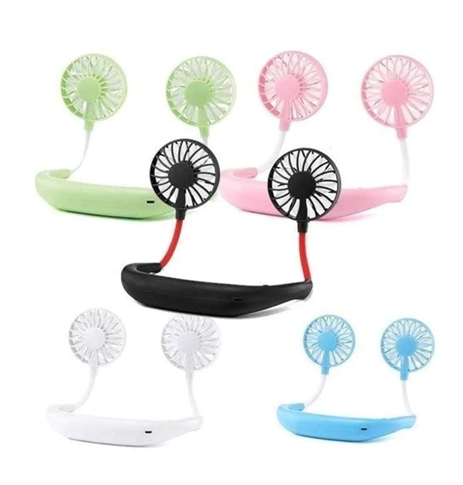 Goods And Fleet Rechargeable Mini USB Personal Fan with 360 Rotation, 3 Adjustable Speeds Hand Free Neck Fan 105 (Pack of 1)