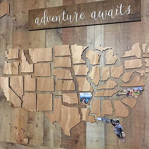 U.S. Map Wooden Cut Out For You To Make Memories of Your Travels On, United States Wooden Map, choose from 2 sizes