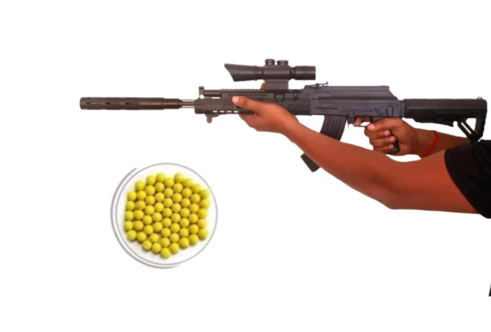 TILLU TIM TIM TOYS 90 CM Long Shooting Gun for Kids PUBG Military Toy Gun/Snipper Toy Gun with BB Bullets Cap Google