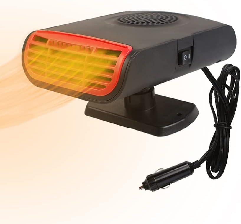 Car Heater, 3 in 1 12V Portable Windshield Car Heater with Heating & Cooling & Air Purify Function Electric Fan Heater Heating Windshield Defroster Demister with 360° Rotating Base, 150W