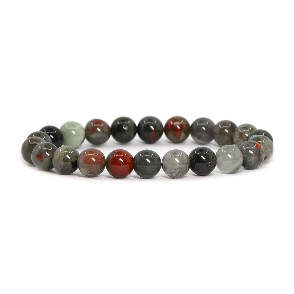 REBUY Blood Stone African Bracelet Natural 8mm for Reiki Healing and Vastu Correction, Protection, Concentration, Spirituality, and Increasing Creativity