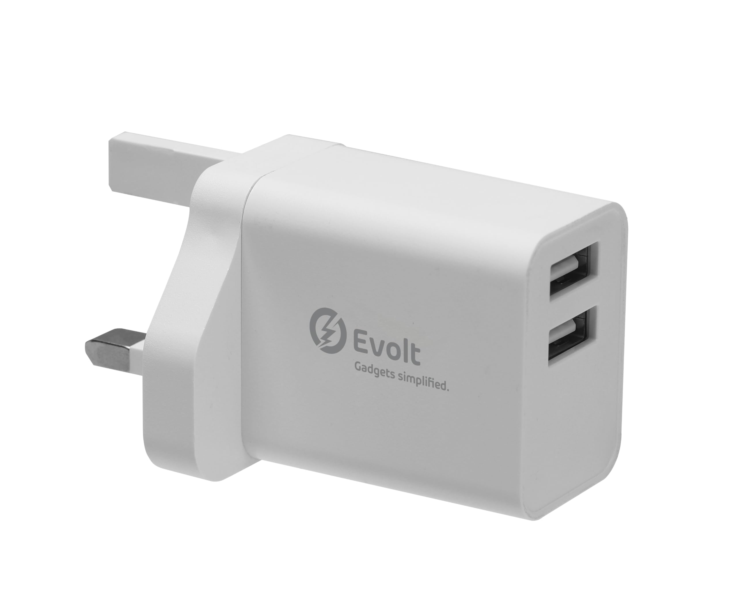 Evolt Gadgets SimplifiedETC-L02 2.4A Dual USB Travel Charger with USB-A to Light ning Cable