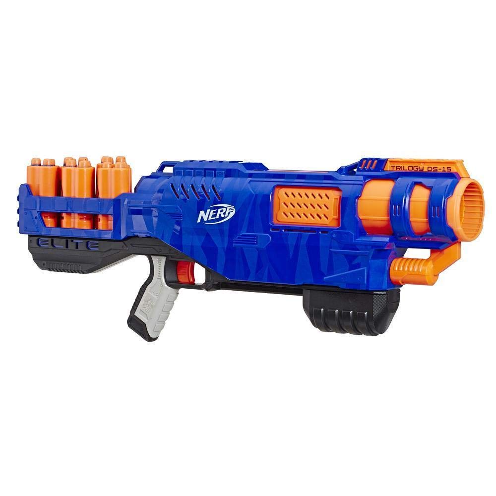 Trilogy DS-15 Nerf N-Strike Elite Toy Blaster with 15 Official Nerf Elite Darts and 5 Shells – For Kids, Teens, Adults