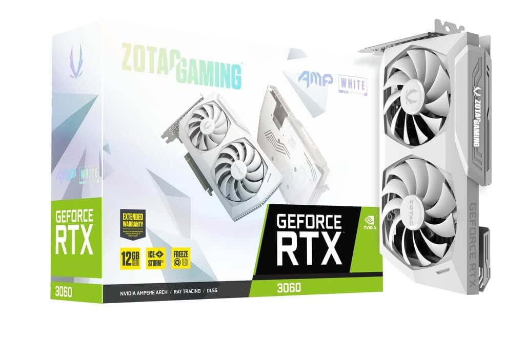 ZOTAC Gaming GEFORCE RTX 3060 AMP White Edition 12GB GDDR6, 192 bit, 1837/15000, HDCP, Three DP, HDMI, Premium Pack