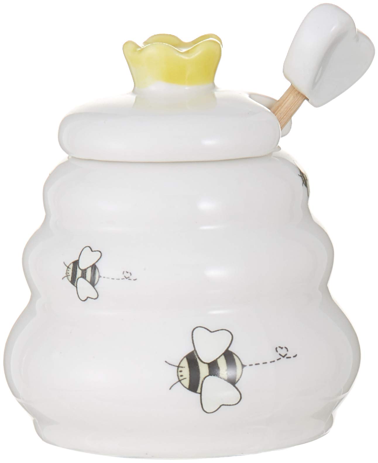 Kate Aspen Sweet As Can Bee Ceramic Honey Pot with Wooden Dipper