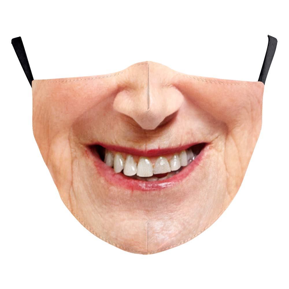 eBoutik –Face Masks with Filter Slot – Female Women’s Funny Face Design - Reusable Breathable Washable at 60 Degrees Face Coverings (Toothy Smile)