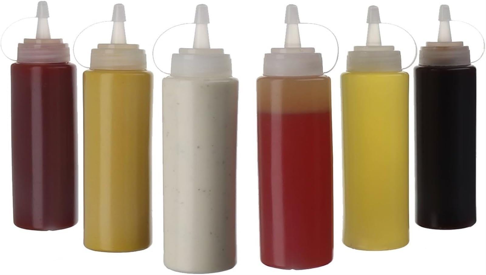 THE WHITE SHOP 8oz 6 Pack Plastic Bottles with Squeeze Top for Ketchup and Reusable Condiment Bottles for Sauces - Plastic Squeeze Bottles with Nozzle (Size : 6pcs)