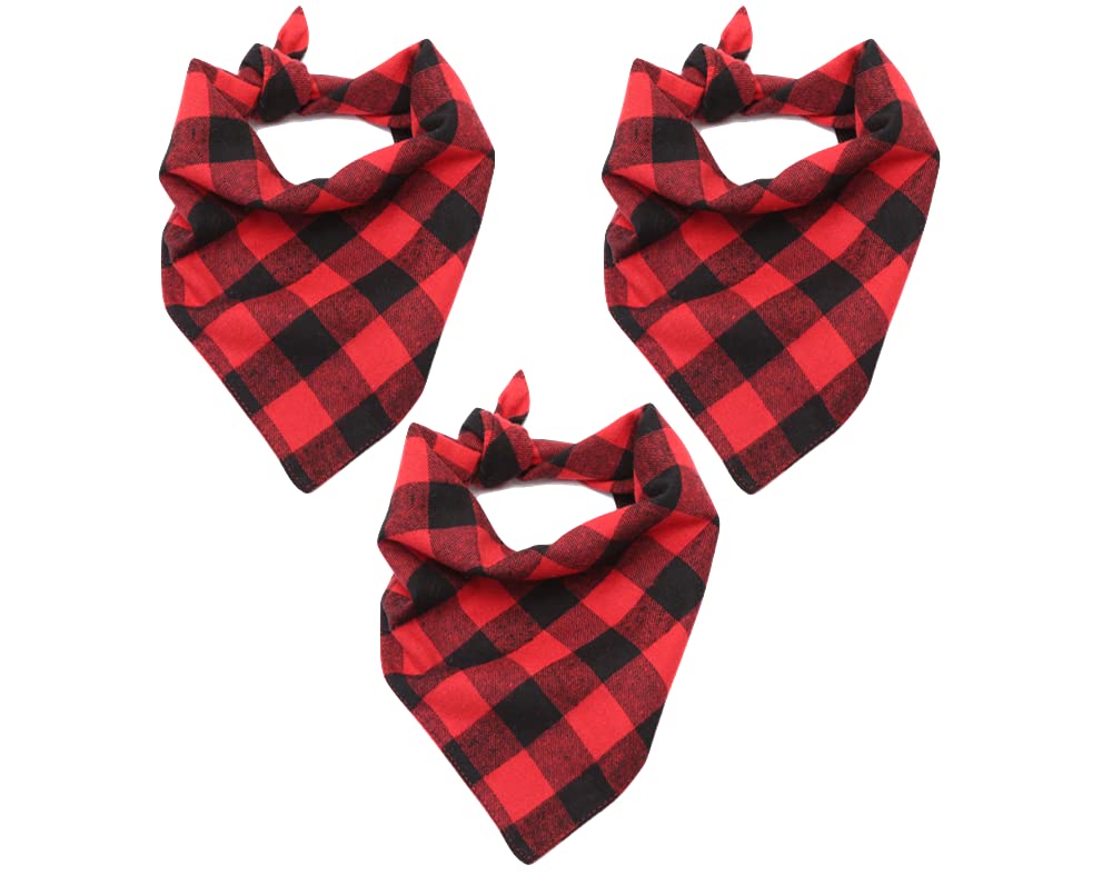 Native Pup 3-Pack Plaid Dog Bandanna (Large, Red)