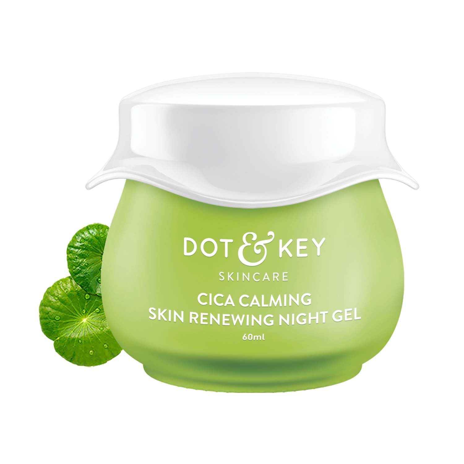 Dot &. Key CICA Calming Skin Renewing Night Gel | For Oily, Acne Prone And Sensitive Skin | Night Cream with Niacinamide, Green Tea & Hyaluronic | Fades Blemishes & Dark Spots | 60ml