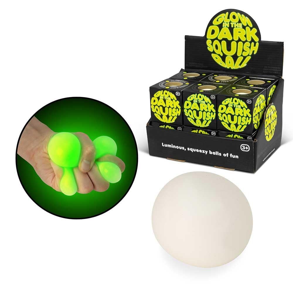 Tobar 38439 Glow In The Dark Squish Ball Assorted Designs and Colours,6 x 6 x 6 cm