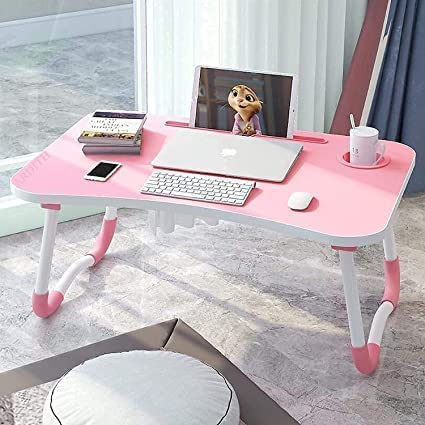 PRIVILON GLOBAL Engineered Wood Office Table For Home/Writing Desk For Office/Folding Table For School/Folding Study Table/Work From Home Multipurpose Table (Pink)