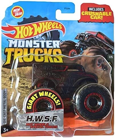 Hot Wheels Monster Trucks Special Forces [H.W.S.F.], Includes Crushable Car, Color As Per Availability