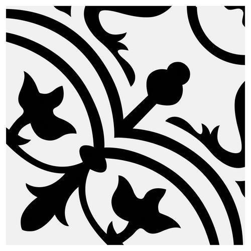 8x8 Flora Black White Porcelain Tile by Squarefeet Depot (1 Piece)