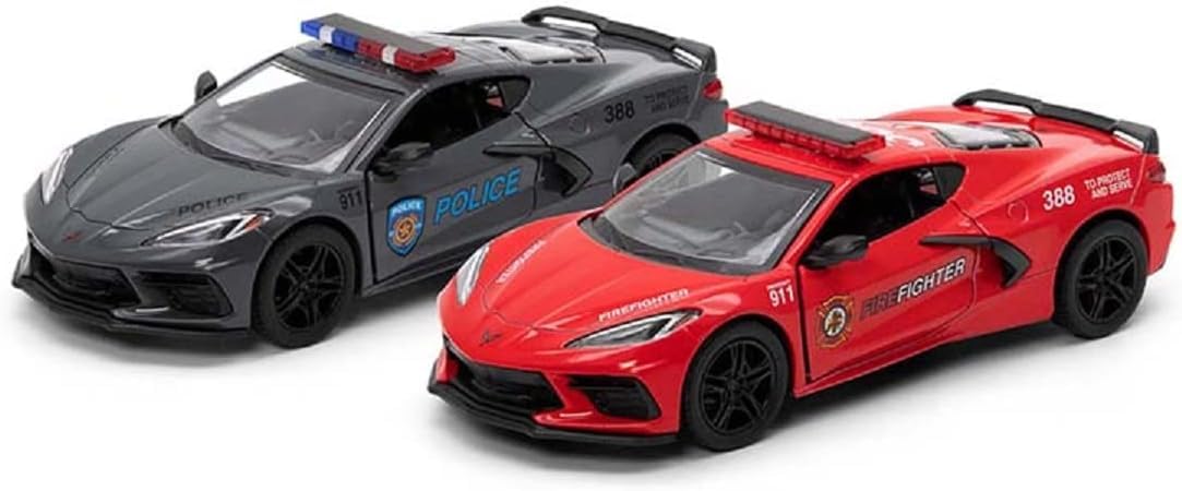 KinsmartDie Cast 2001 Corvette Police/Firefighter Car 1:36 Scale