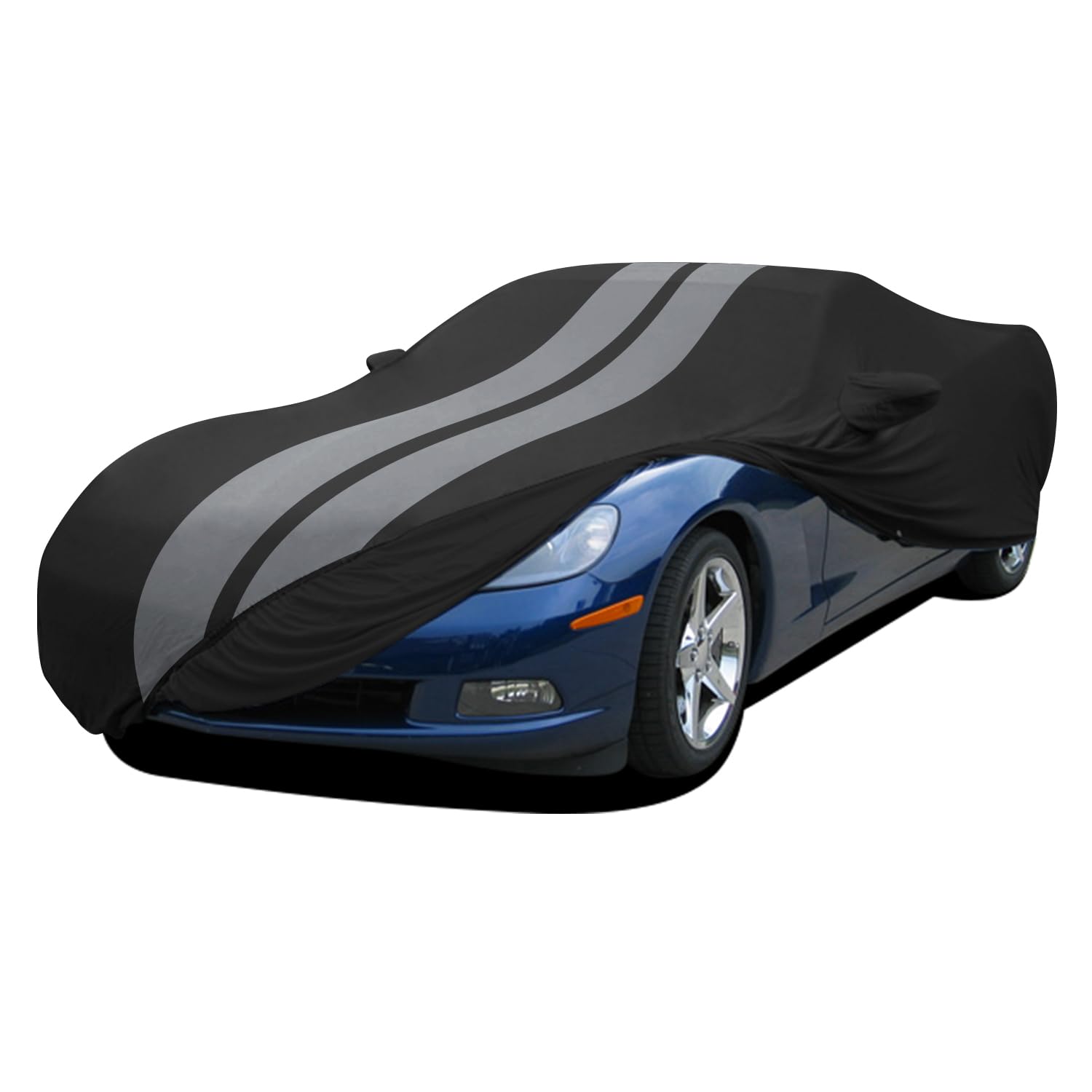 DZG Sports Car Cover Compatible with DB11 Continental GT Corvette GT-R Mustang DB9 DBS Camaro 918 Roma Murcielago Fit 4.60-4.89m Paint Sun Protection Scratch Resistant Stretch Soft Black Grey